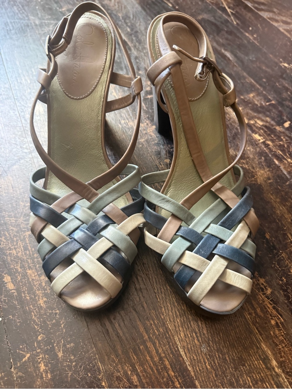 Cole Haan + Nike Technology Woven Leather Slingback Heels